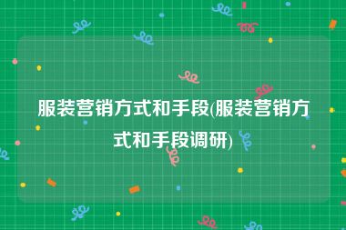 服装营销方式和手段(服装营销方式和手段调研)