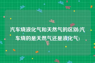 汽车烧液化气和天然气的区别(汽车烧的是天然气还是液化气)