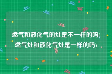 燃气和液化气的灶是不一样的吗(燃气灶和液化气灶是一样的吗)