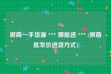 微商一手货源 *** 哪能进 *** (微商批发价进货方式)