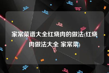 家常菜谱大全红烧肉的做法(红烧肉做法大全 家常菜)