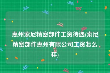 惠州索尼精密部件工资待遇(索尼精密部件惠州有限公司工资怎么样)
