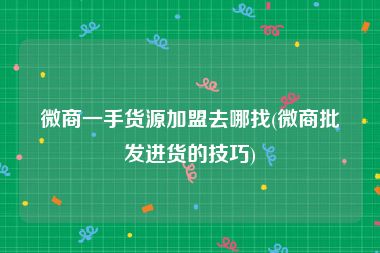 微商一手货源加盟去哪找(微商批发进货的技巧)