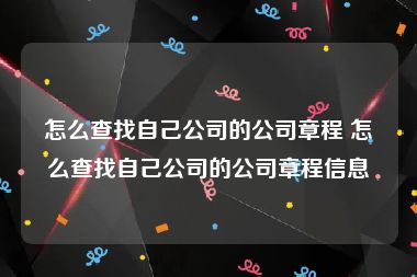 怎么查找自己公司的公司章程 怎么查找自己公司的公司章程信息