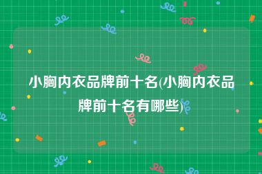 小胸内衣品牌前十名(小胸内衣品牌前十名有哪些)