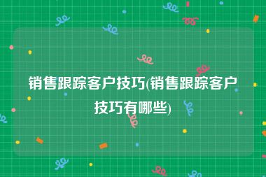 销售跟踪客户技巧(销售跟踪客户技巧有哪些)