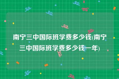南宁三中国际班学费多少钱(南宁三中国际班学费多少钱一年)