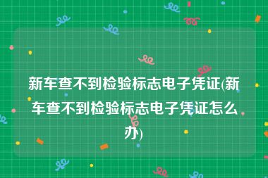 新车查不到检验标志电子凭证(新车查不到检验标志电子凭证怎么办)