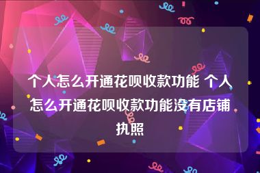 个人怎么开通花呗收款功能 个人怎么开通花呗收款功能没有店铺执照
