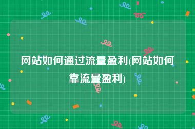 网站如何通过流量盈利(网站如何靠流量盈利)