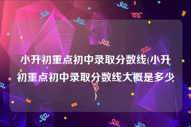 小升初重点初中录取分数线(小升初重点初中录取分数线大概是多少)