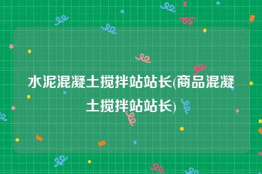 水泥混凝土搅拌站站长(商品混凝土搅拌站站长)
