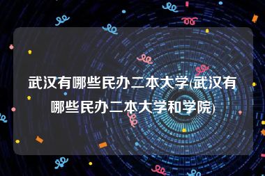 武汉有哪些民办二本大学(武汉有哪些民办二本大学和学院)