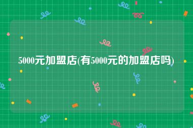 5000元加盟店(有5000元的加盟店吗)