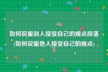如何说服别人接受自己的观点段落(如何说服他人接受自己的观点)