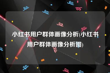 小红书用户群体画像分析(小红书用户群体画像分析图)