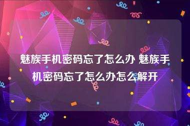 魅族手机密码忘了怎么办 魅族手机密码忘了怎么办怎么解开