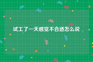 试工了一天感觉不合适怎么说