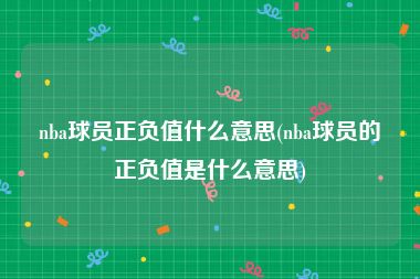nba球员正负值什么意思(nba球员的正负值是什么意思)