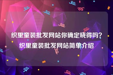 织里童装批发网站你确定晓得吗？织里童装批发网站简单介绍