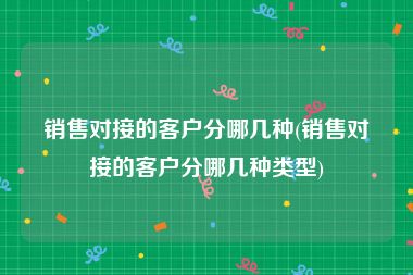 销售对接的客户分哪几种(销售对接的客户分哪几种类型)