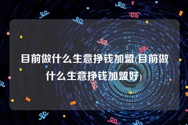 目前做什么生意挣钱加盟(目前做什么生意挣钱加盟好)