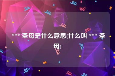  *** 圣母是什么意思(什么叫 *** 圣母)