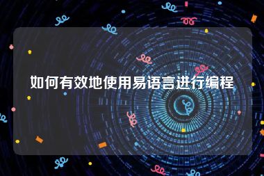 如何有效地使用易语言进行编程