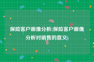 保险客户画像分析(保险客户画像分析对销售的意义)