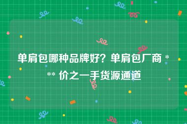 单肩包哪种品牌好？单肩包厂商 *** 价之一手货源通道