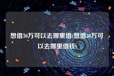 想借30万可以去哪里借(想借30万可以去哪里借钱)