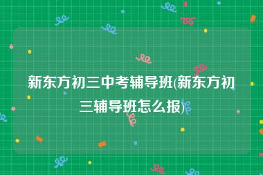 新东方初三中考辅导班(新东方初三辅导班怎么报)