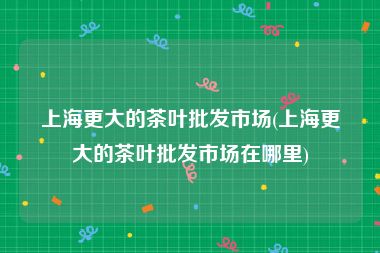 上海更大的茶叶批发市场(上海更大的茶叶批发市场在哪里)