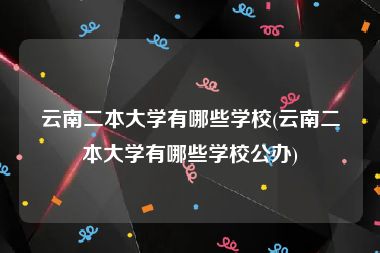云南二本大学有哪些学校(云南二本大学有哪些学校公办)