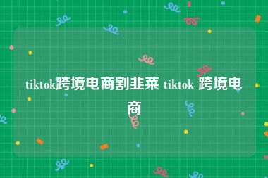 tiktok跨境电商割韭菜 tiktok 跨境电商