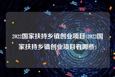 2022国家扶持乡镇创业项目(2022国家扶持乡镇创业项目有哪些)