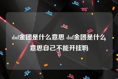 dnf金团是什么意思 dnf金团是什么意思自己不能开挂吗