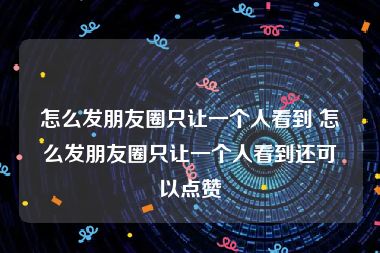 怎么发朋友圈只让一个人看到 怎么发朋友圈只让一个人看到还可以点赞