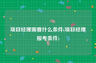 项目经理需要什么条件(项目经理报考条件)