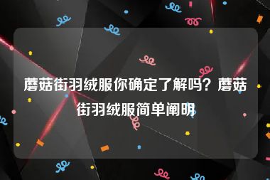 蘑菇街羽绒服你确定了解吗？蘑菇街羽绒服简单阐明