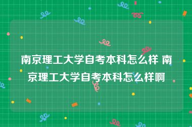 南京理工大学自考本科怎么样 南京理工大学自考本科怎么样啊