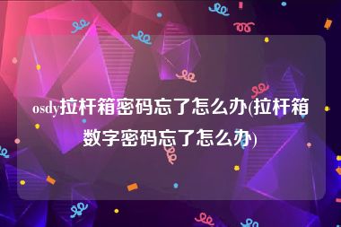 osdy拉杆箱密码忘了怎么办(拉杆箱数字密码忘了怎么办)