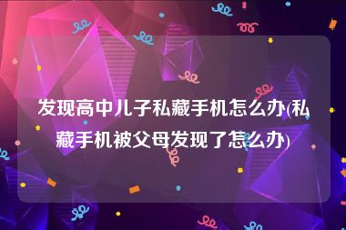 发现高中儿子私藏手机怎么办(私藏手机被父母发现了怎么办)