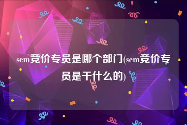 sem竞价专员是哪个部门(sem竞价专员是干什么的)
