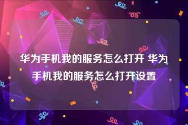华为手机我的服务怎么打开 华为手机我的服务怎么打开设置