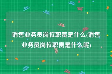 销售业务员岗位职责是什么(销售业务员岗位职责是什么呢)