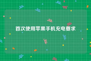 首次使用苹果手机充电要求