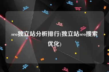 seo独立站分析排行(独立站seo搜索优化)