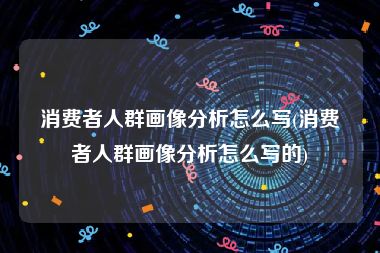 消费者人群画像分析怎么写(消费者人群画像分析怎么写的)
