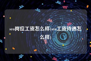 seo岗位工资怎么样(seo工资待遇怎么样)